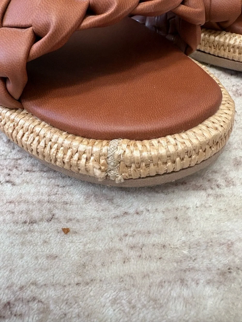 Seychelles Bellissima Sandal Tan Brown Vegan Leather w/Raffia Size‎ 8.5